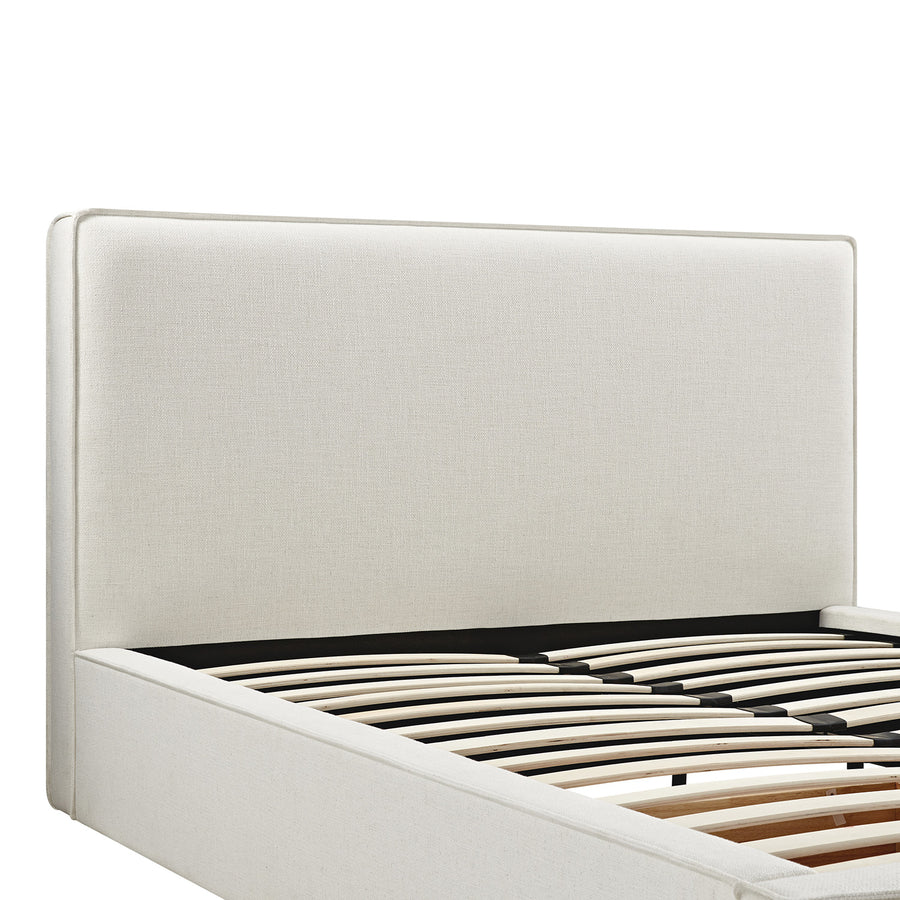 Forte Drawer Storage Bed, Beige Linen Blend