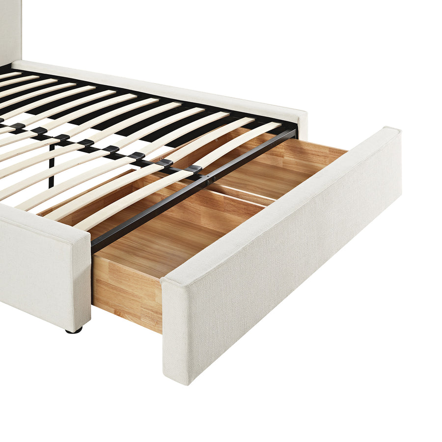 Forte Drawer Storage Bed, Beige Linen Blend