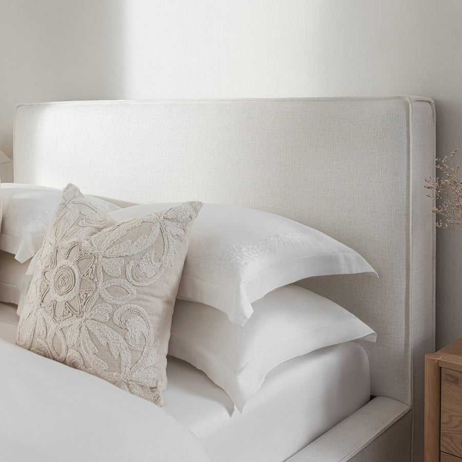 Forte Drawer Storage Bed, Beige Linen Blend