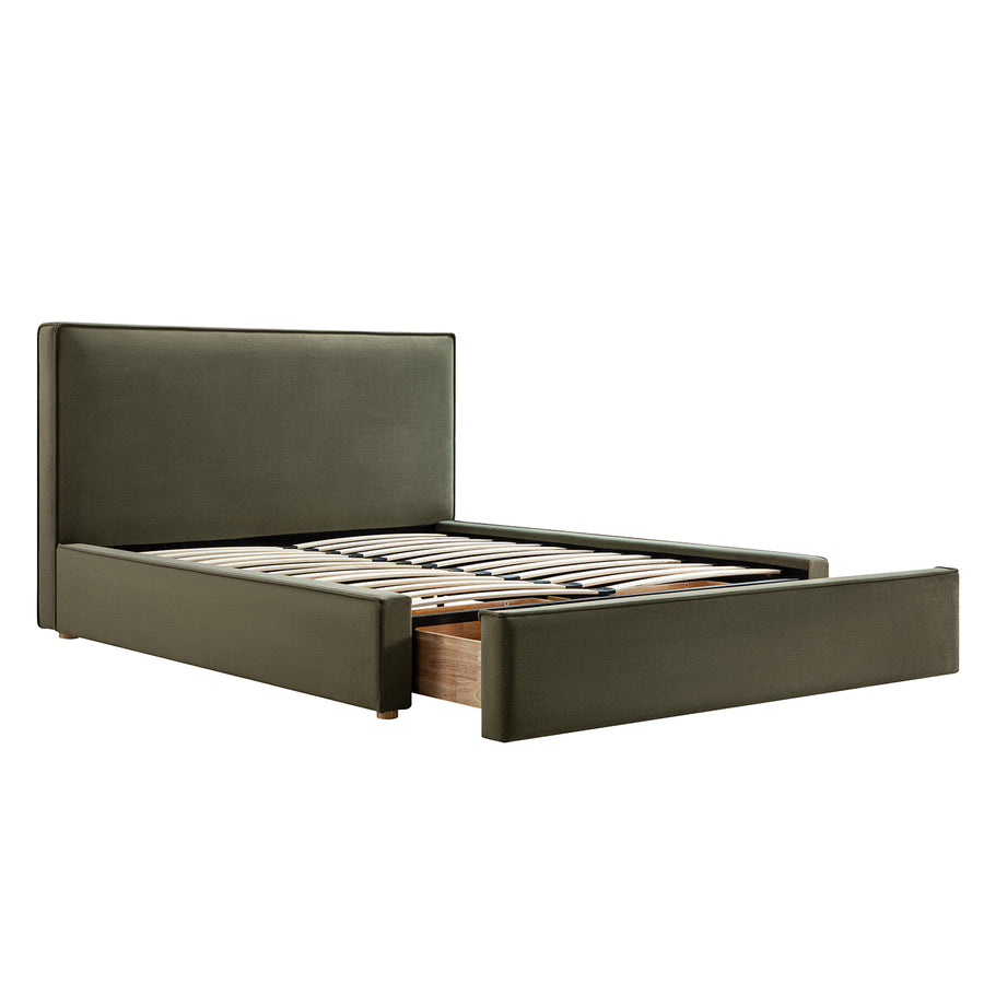 Forte Drawer Storage Bed, Dried Herb Mohair