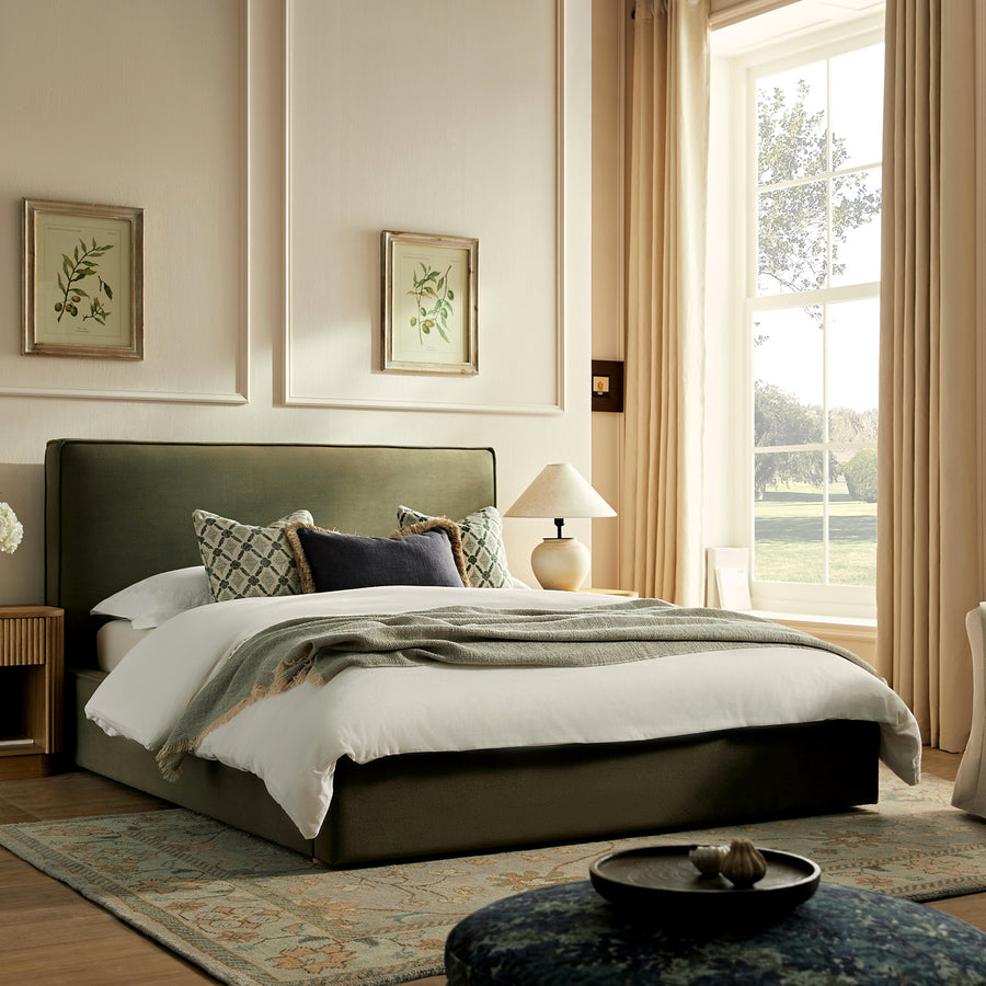Forte Drawer Storage Bed, Dried Herb Mohair