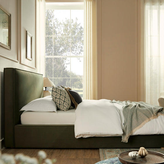 Forte Drawer Storage Bed, Dried Herb Mohair