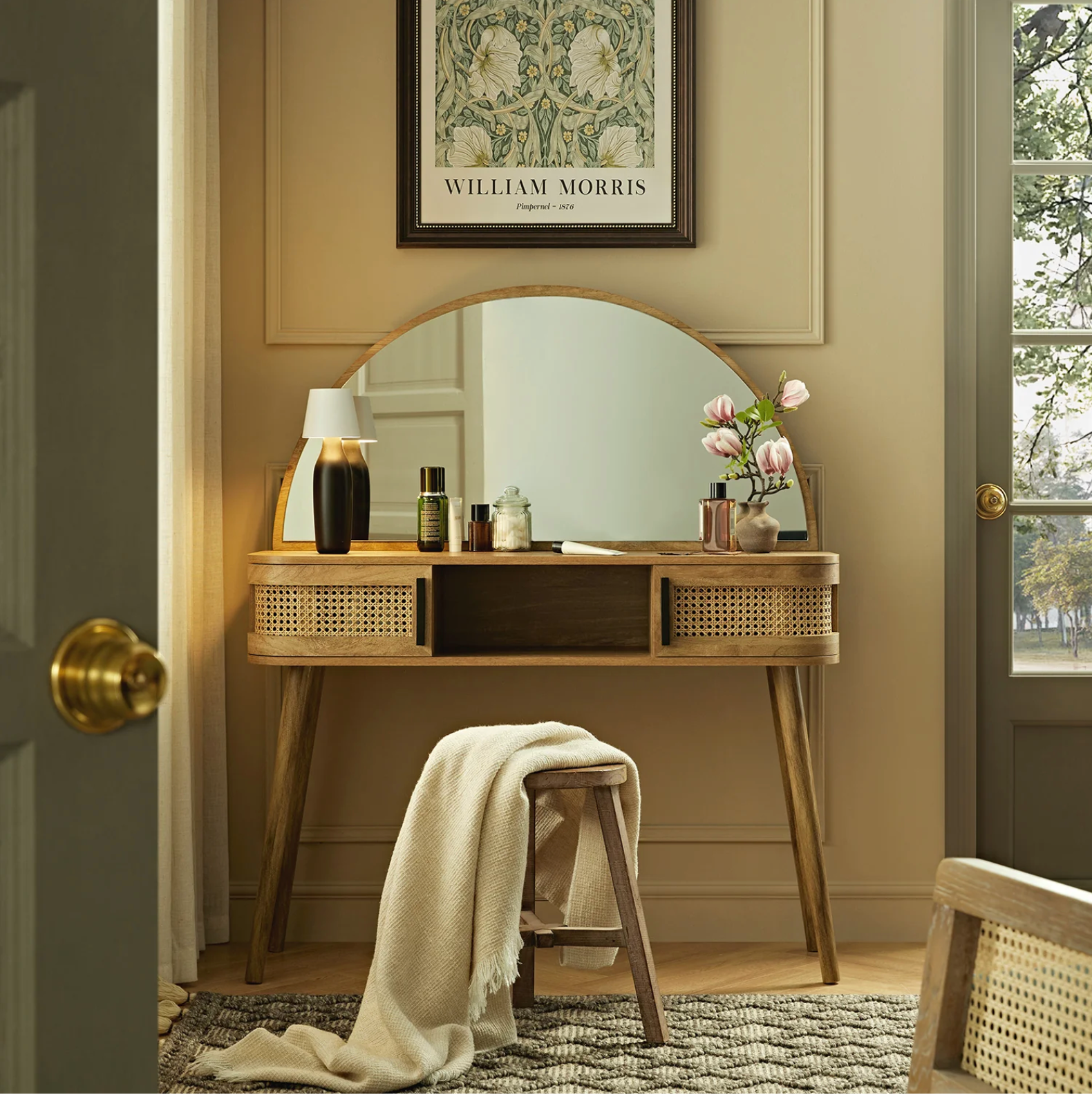 Izzy Curved Rattan Dressing Table