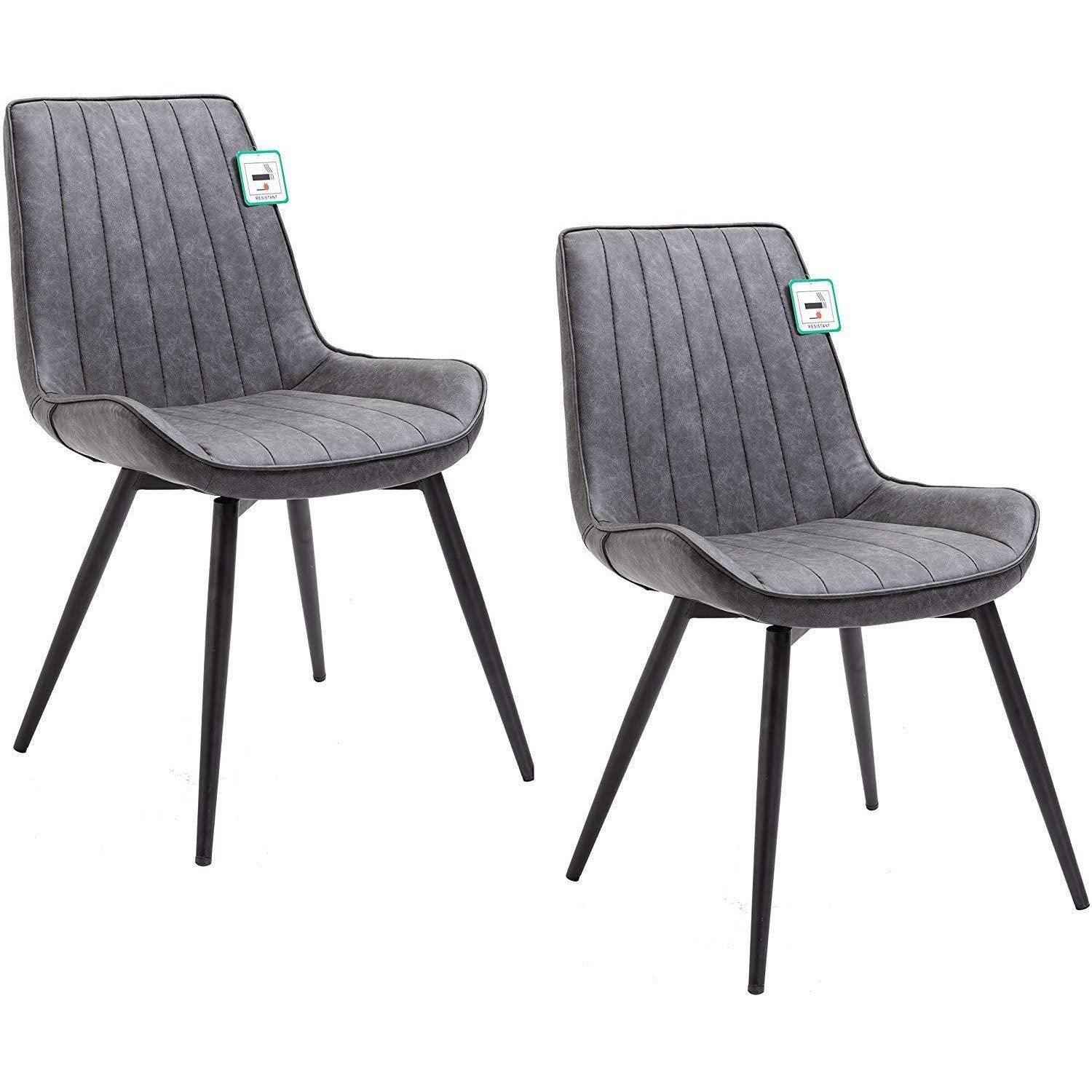 Cala Set of 2 Grey PU leather Dining Chairs