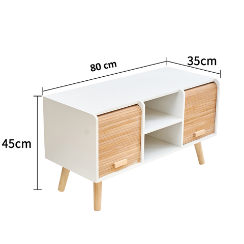 Cherry Tree Furniture TAKE 2-Door Cabinet/TV Stand Sideboard with Slatted Bamboo Sliding Doors