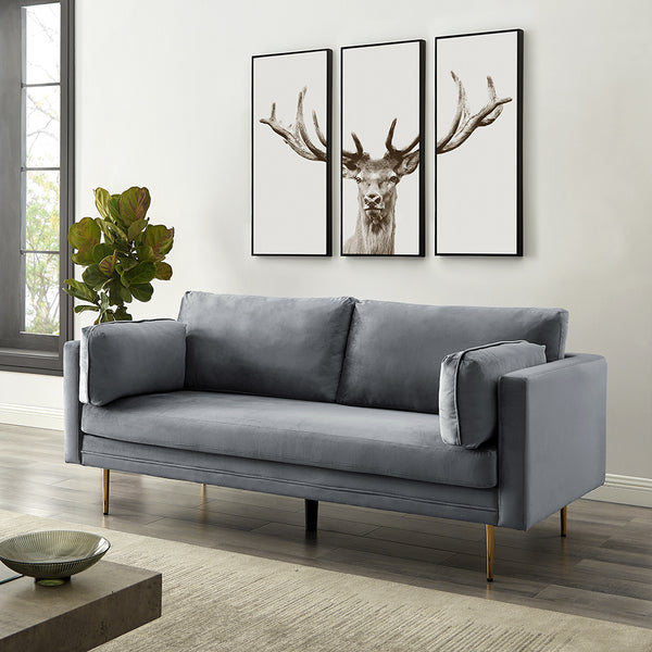 Pelham Grey Velvet Fabric Sofa