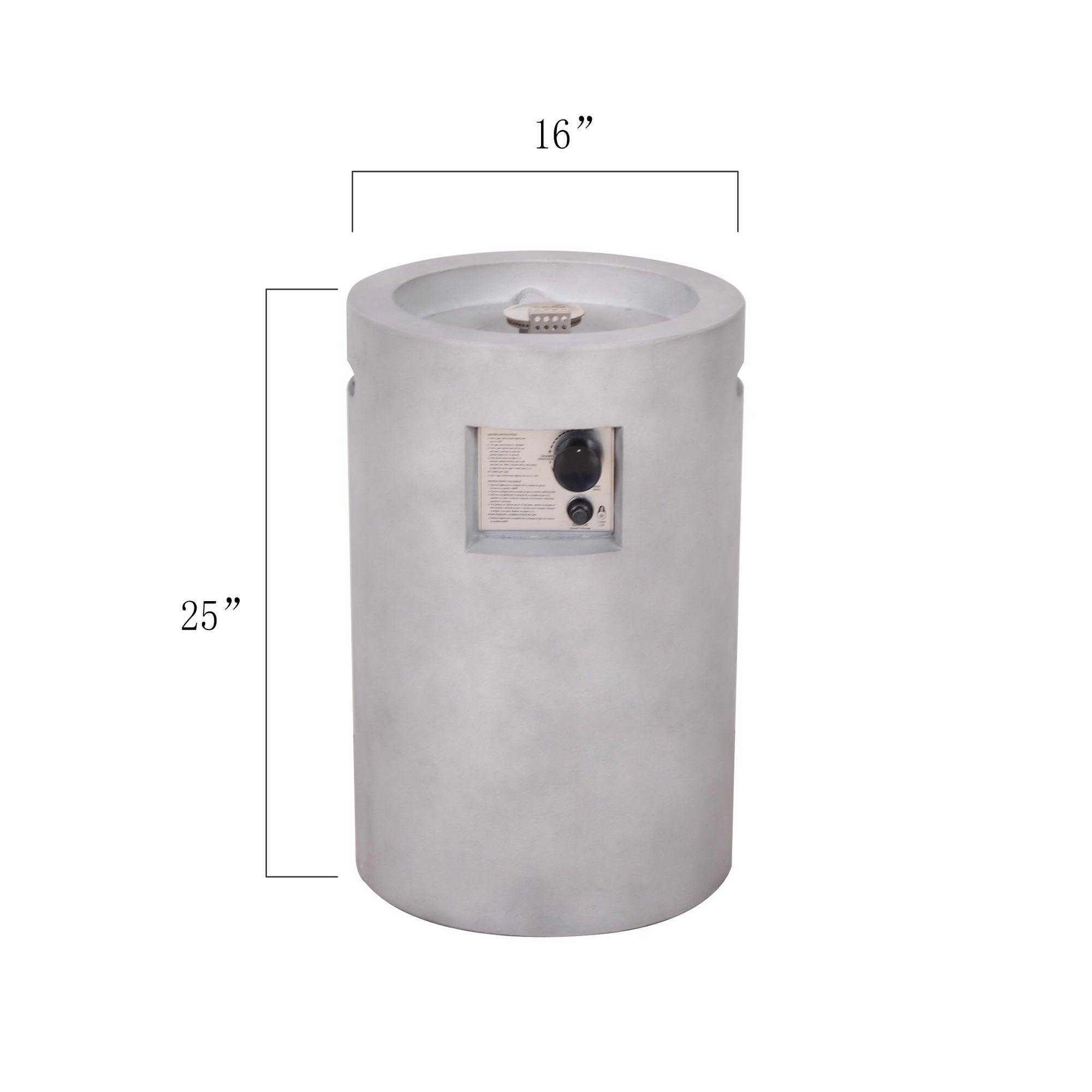 Real Concrete Cylinder 25" (63.5cm) Tall Patio Heater