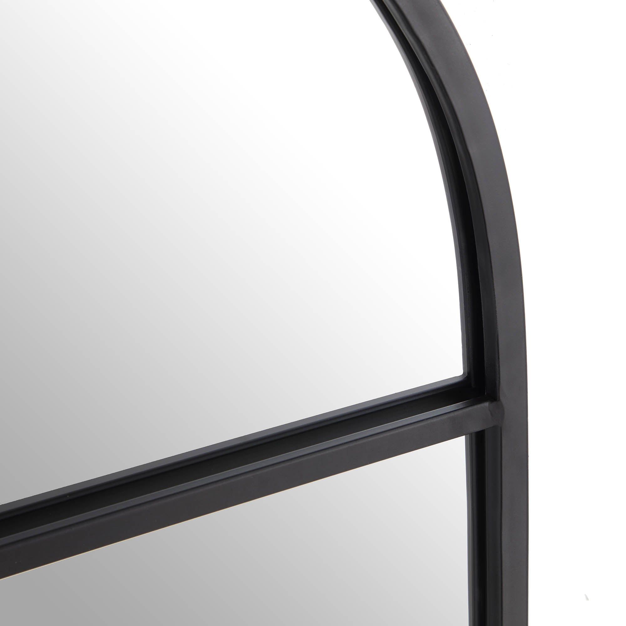 Portobello Arched Full Length Metal Frame Window Mirror 180 x 140 cm, Black