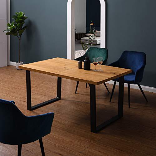 BERN 6-8 Seater Oak Extending Dining Table with Metal Legs