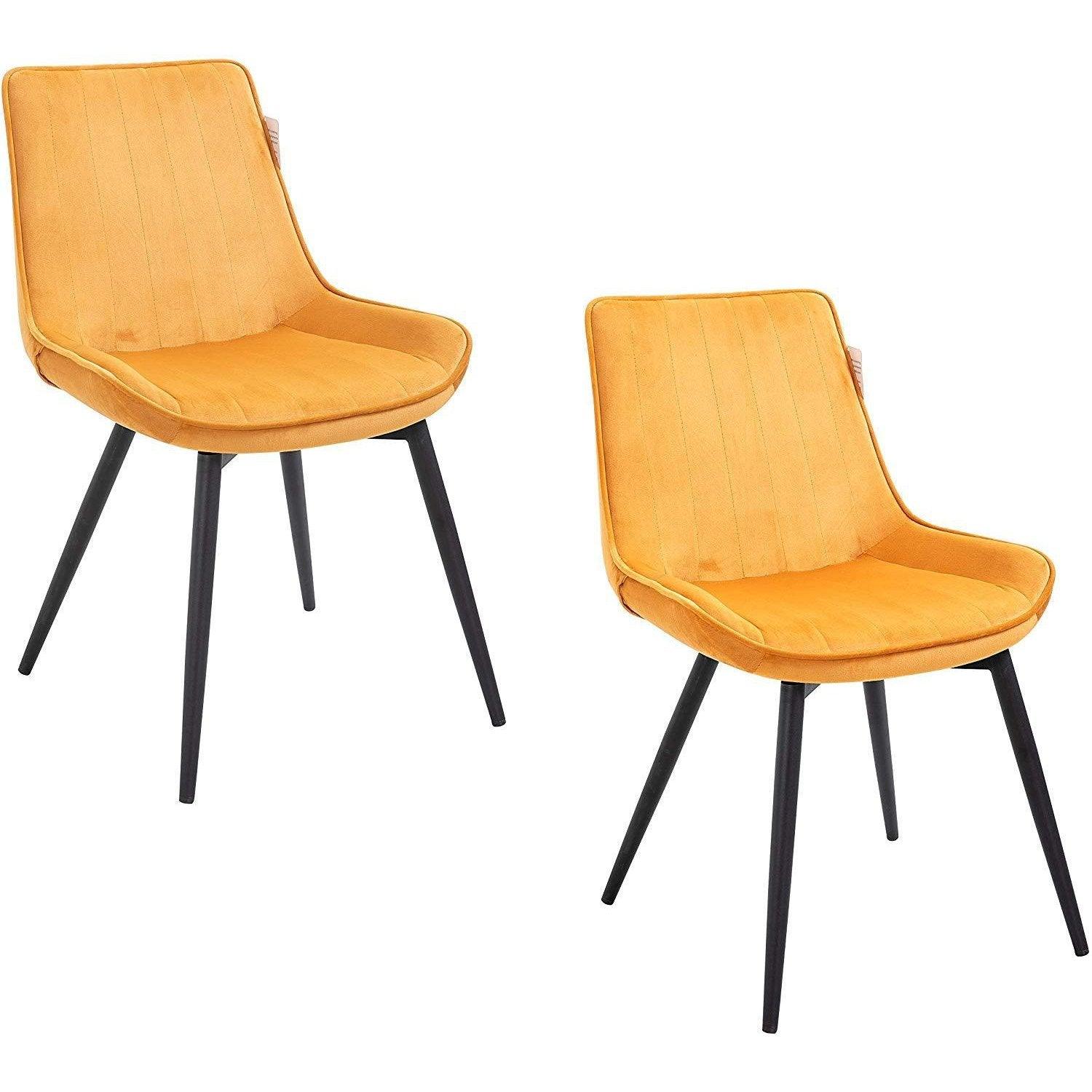 Cala Set of 2 Mustard Velvet Dining Chairs