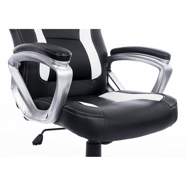 DaAls Racing Sport Swivel Office Chair in Black & White