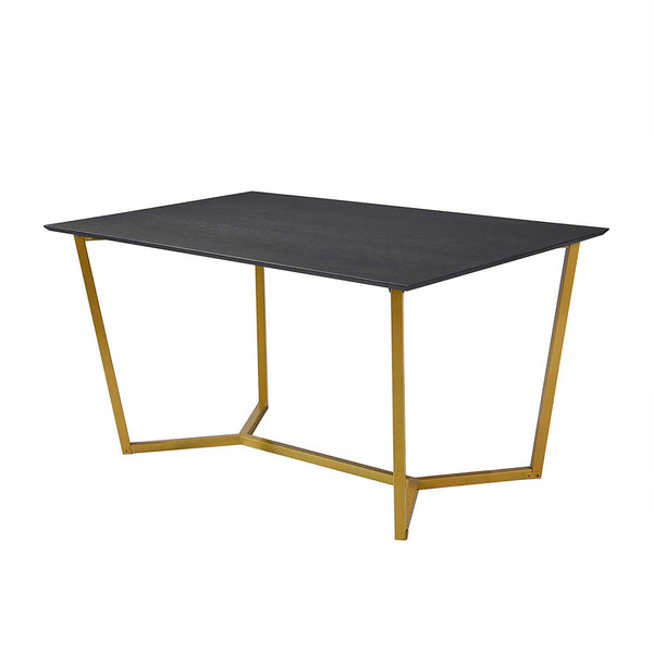 SIERRE 6 Seater Dark Oak Dining Table with Geometric Metal Legs