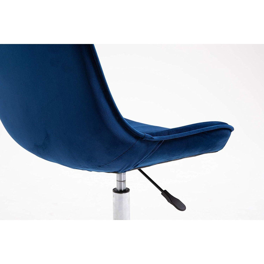 Cherry Tree Furniture Cala Sapphire Blue Colour Velvet Fabric Desk Chair Swivel Chair with Chrome Base