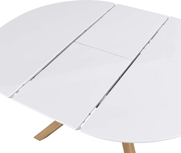 Grenchen Round to Oval 4 to 6-Seater White High Gloss Extendable Dining Table