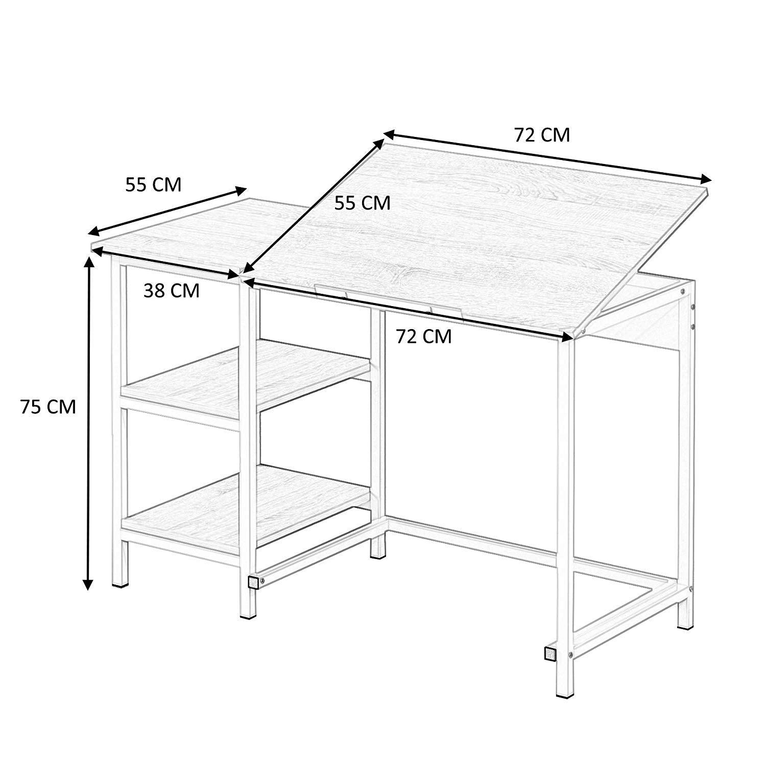 Atelier Adjustable Desk with Shelves in White