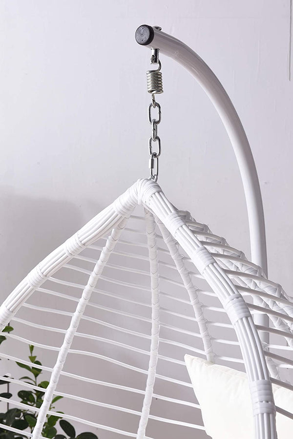 Breeze White Rattan Effect Hanging Egg Chair