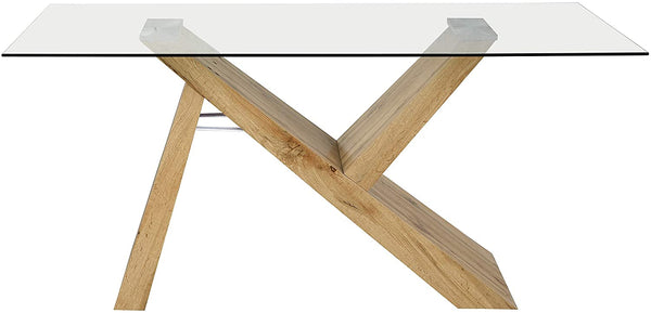 Orillia Oak Effect 160 cm Dining Table  with Clear Glass Top