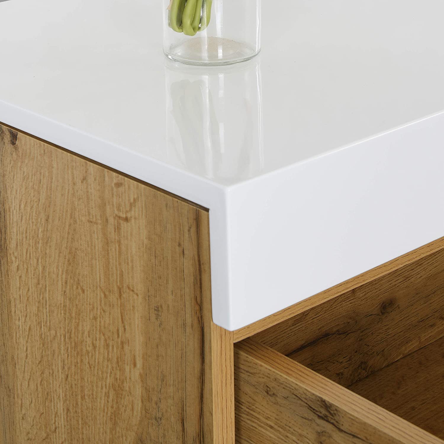 Yukon High Gloss White 2 in 1 Desk or Sideboard with Extendable Top
