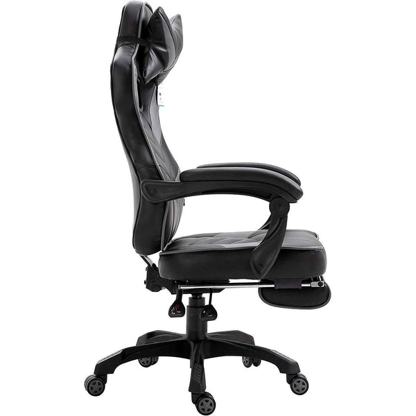 Cherry Tree Furniture High Back Recliner Gaming Chair with Cushion & Retractable Footrest Black & Grey - daals
