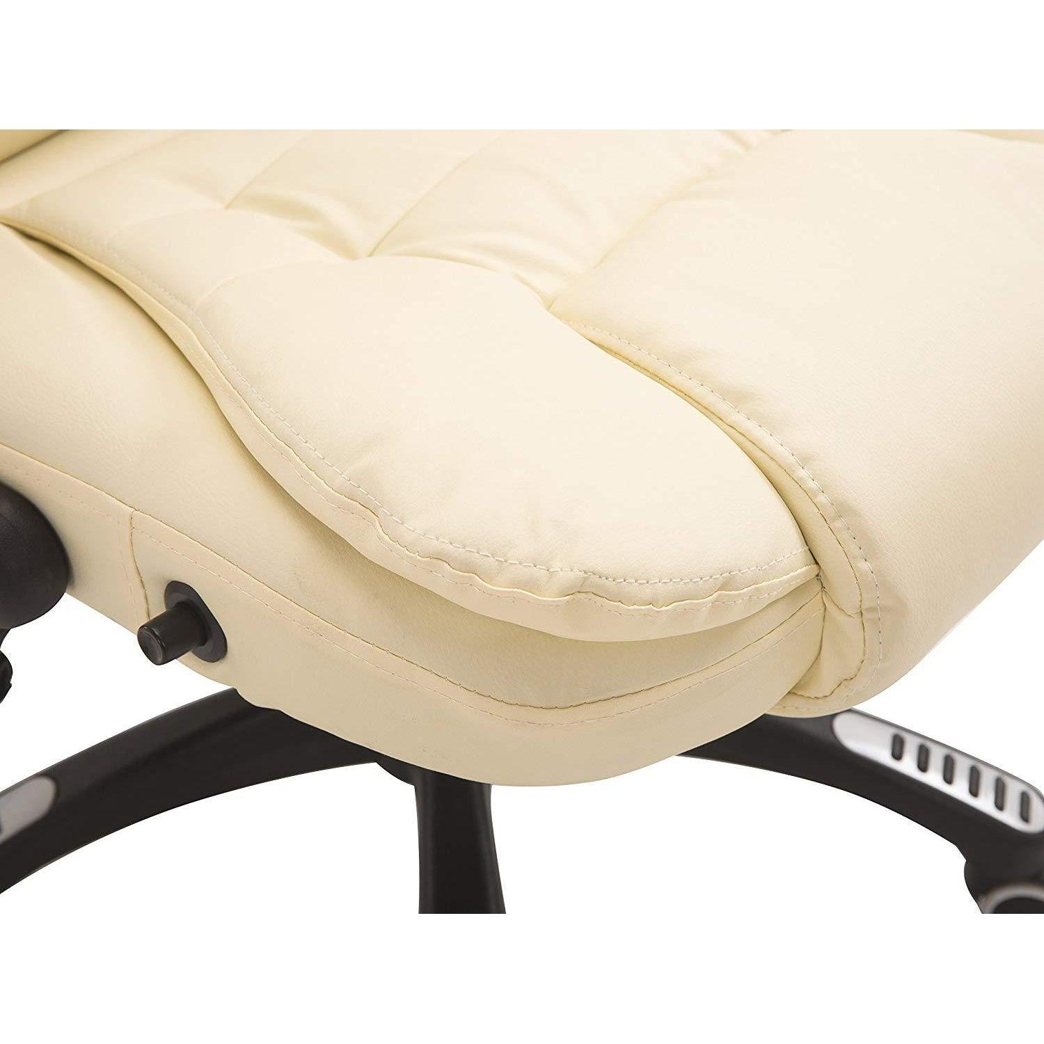 Executive Recline Padded Swivel Office Chair with Vibrating Massage Function, MM17 Cream