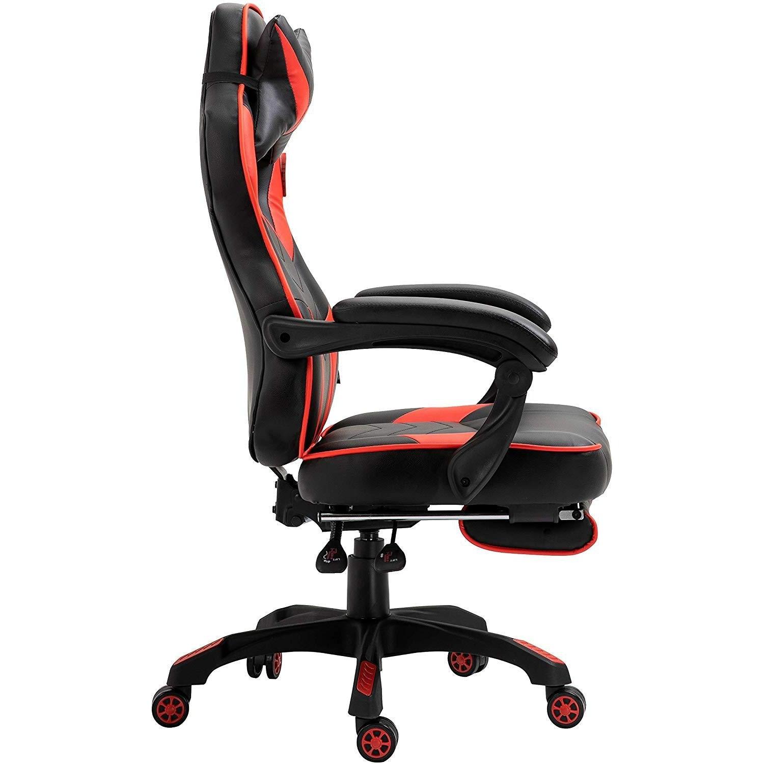 Cherry Tree Furniture High Back Recliner Gaming Chair with Cushion & Retractable Footrest Black & Red