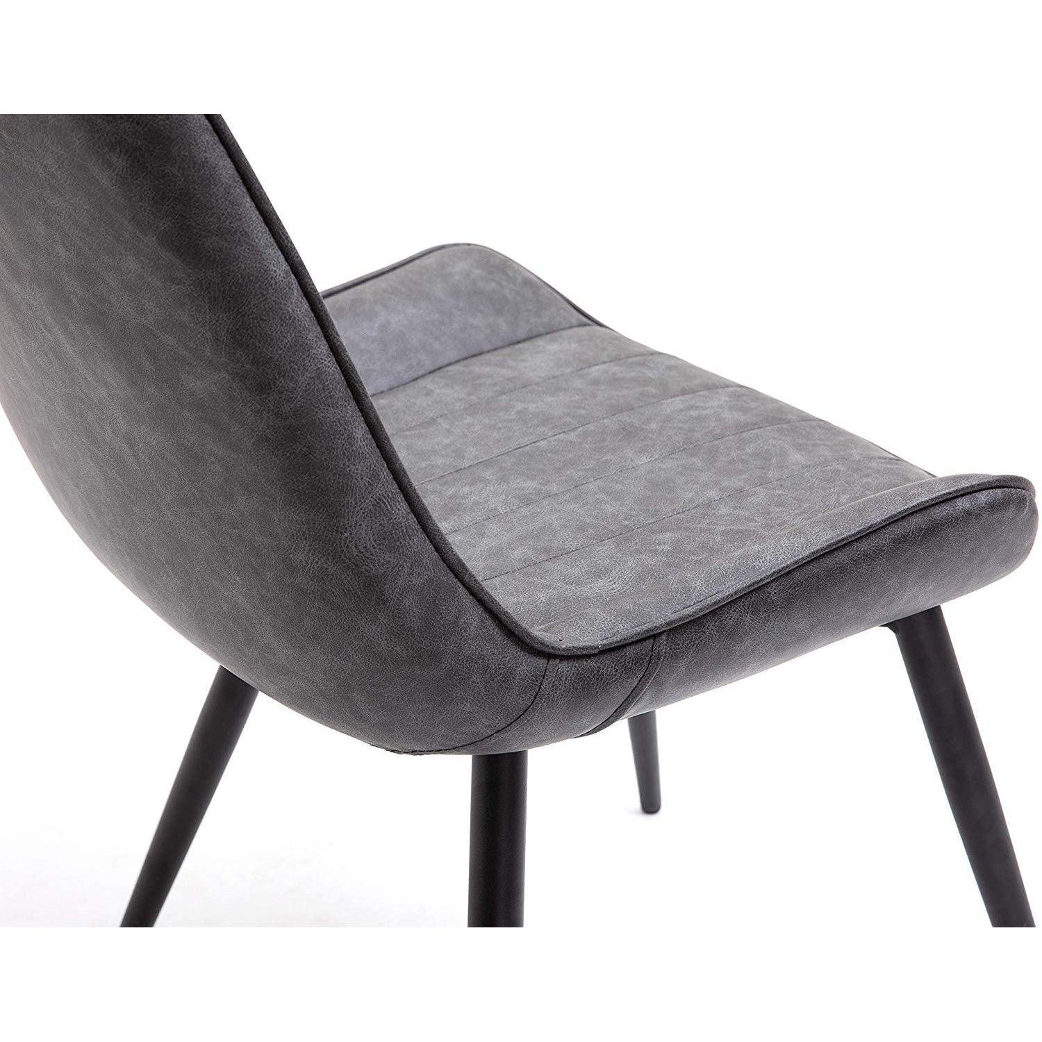 Cala Set of 2 Grey PU leather Dining Chairs