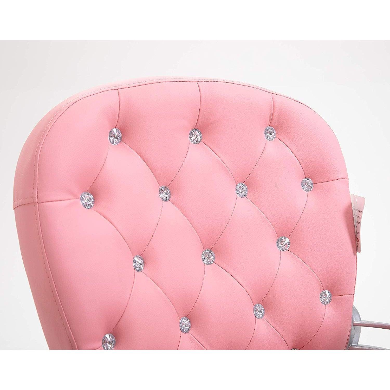 Pink Faux Leather Chesterfield Swivel Chair