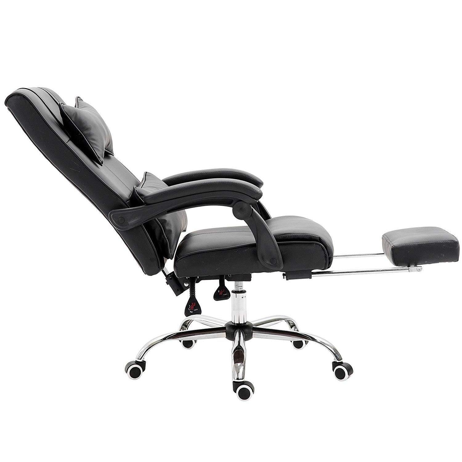 Lawrence Executive Reclining Chair with Foot and Headrest in Black