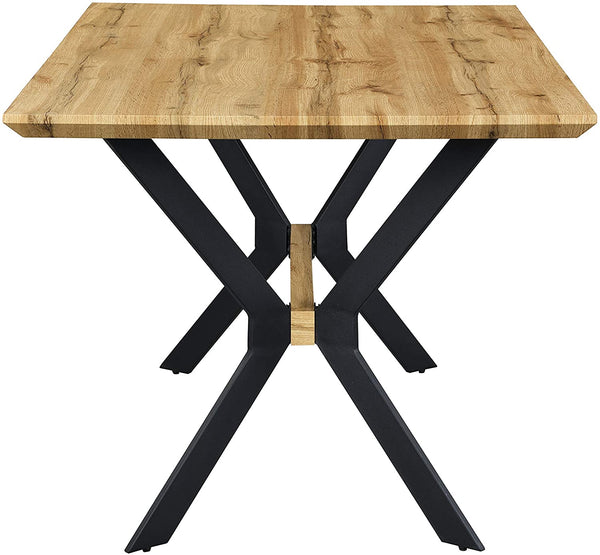 Granby Wotan Oak Effect 140cm Dining Table with Geometric Metal Legs
