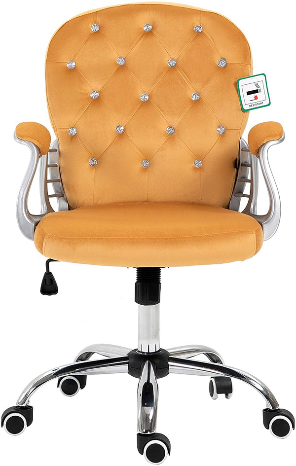 Mustard Velvet Chesterfield Swivel Chair