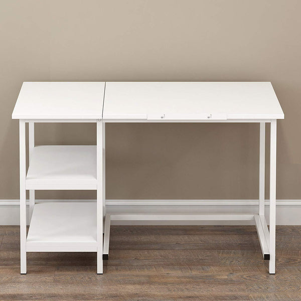 Atelier Adjustable Desk with Shelves in White - daals