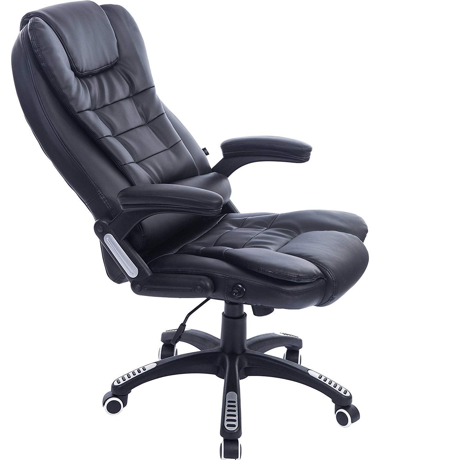 Executive Recline Padded Swivel Office Chair with Vibrating Massage Function, MM17 Black