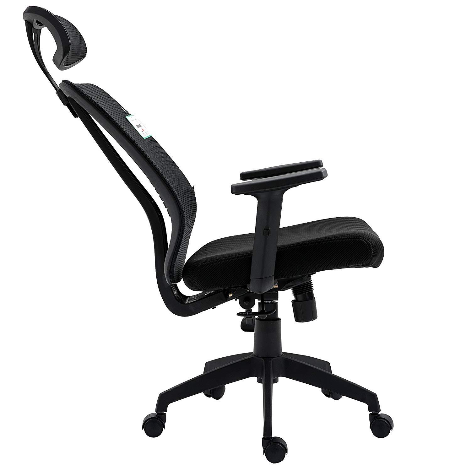 Black Mesh High Back Executive Office Chair Swivel Desk Chair with Synchro-Tilt, Adjustable Armrest & Headrest