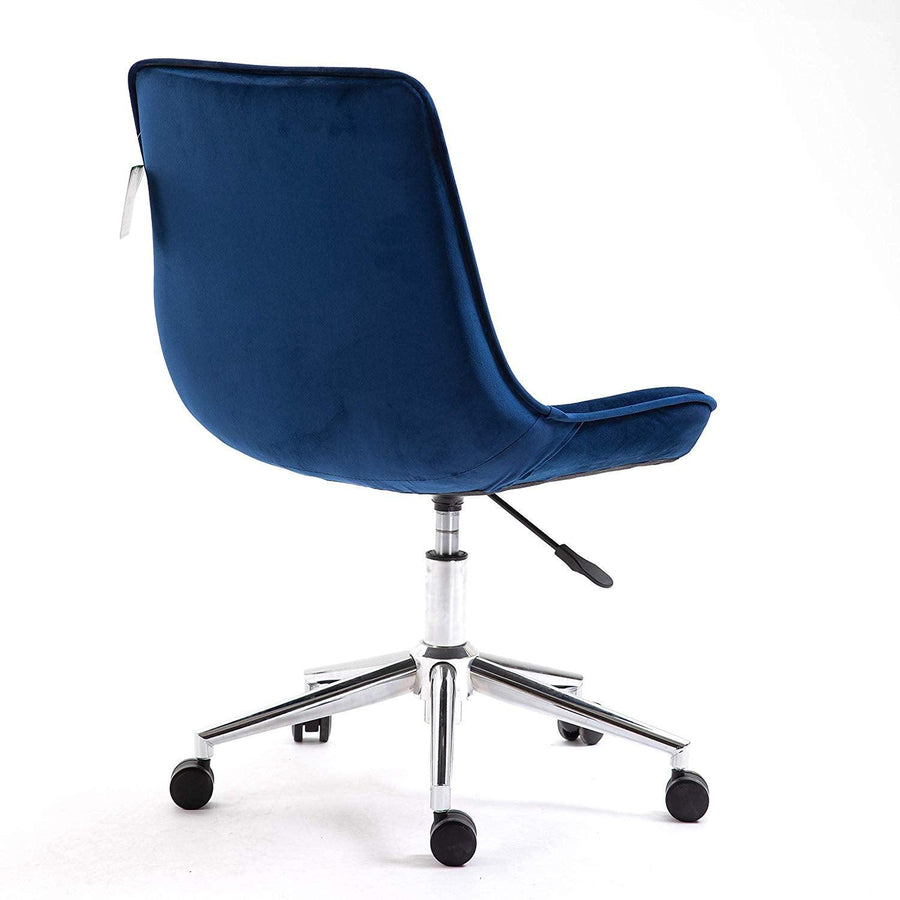Cherry Tree Furniture Cala Sapphire Blue Colour Velvet Fabric Desk Chair Swivel Chair with Chrome Base