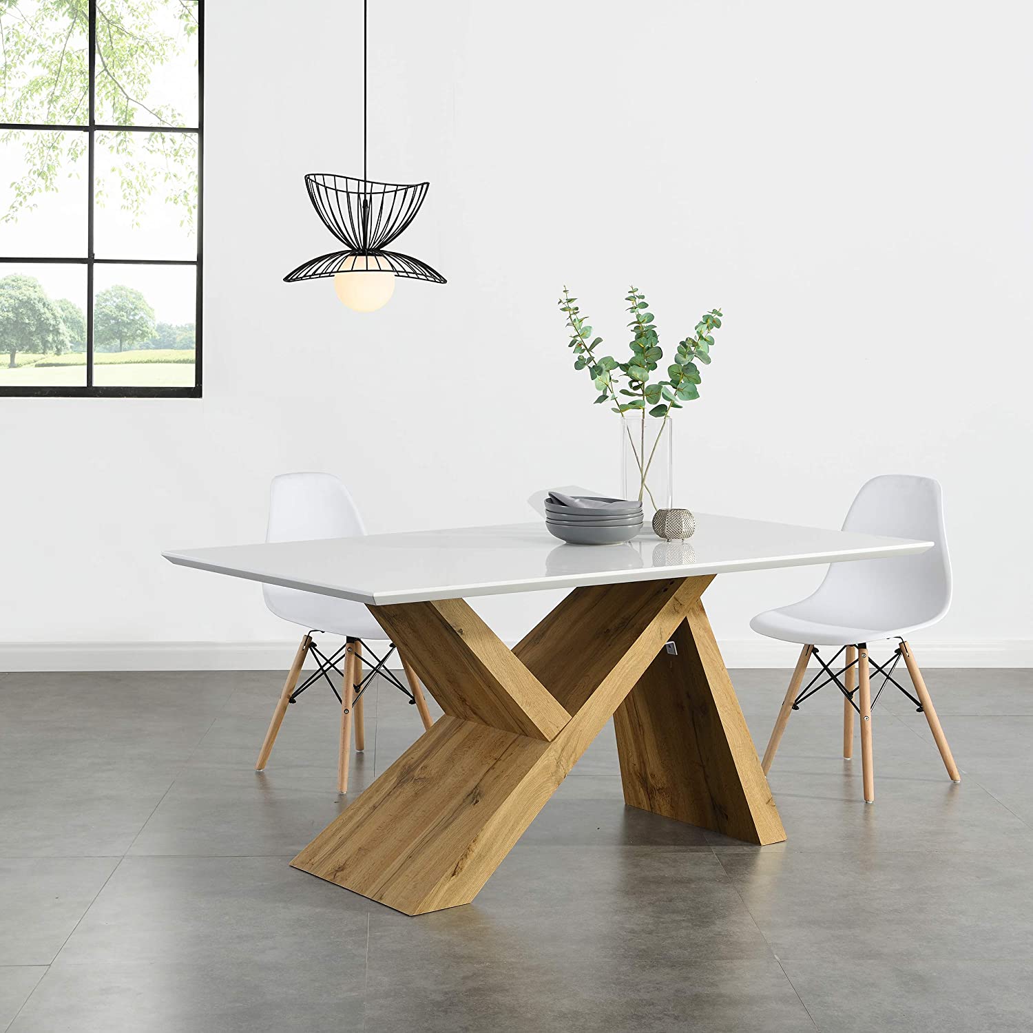 Orillia Oak Effect 160 cm Dining Table  with White Top