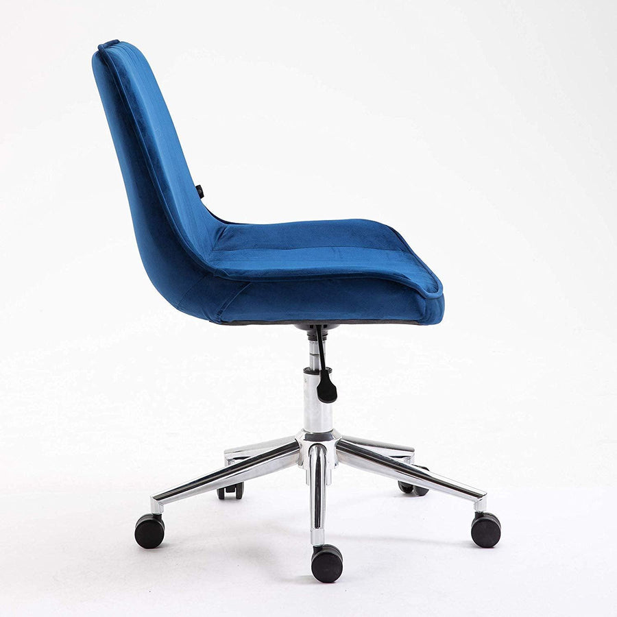 Cherry Tree Furniture Cala Sapphire Blue Colour Velvet Fabric Desk Chair Swivel Chair with Chrome Base