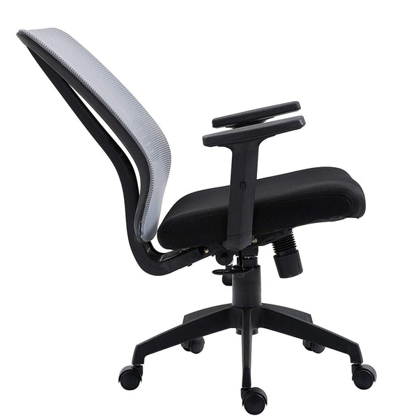 Grey Mesh Medium Back Executive Office Chair Swivel Desk Chair with Synchro-Tilt, Adjustable Armrests - daals