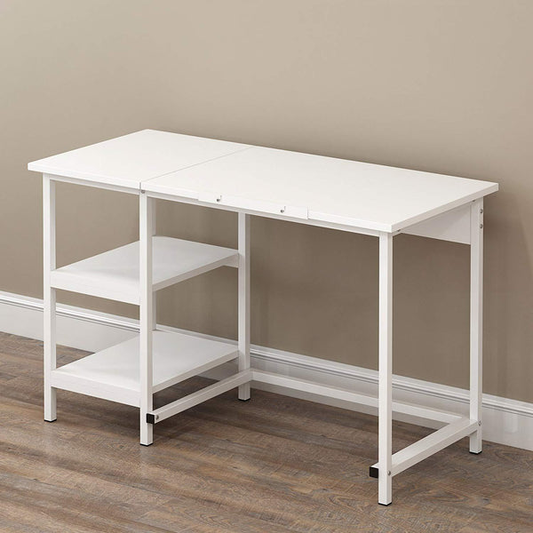 Atelier Adjustable Desk with Shelves in White - daals