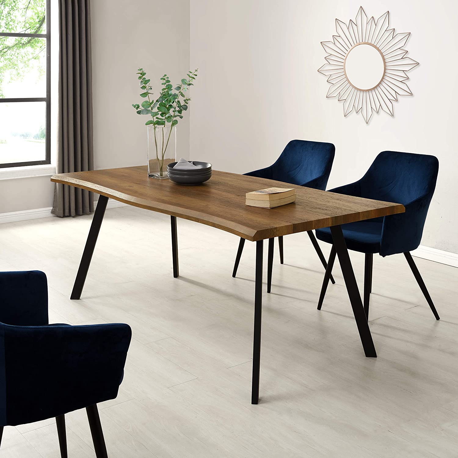 Kenora Wood Effect 180 cm Dining Table with Curved Edges 6 Seater
