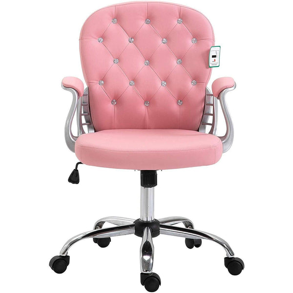 Pink Faux Leather Chesterfield Swivel Chair - daals
