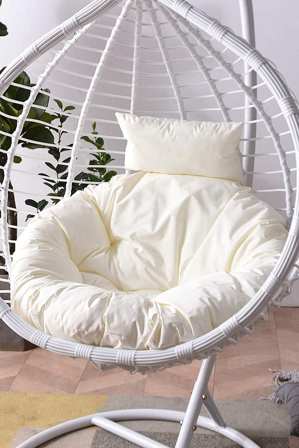 Breeze White Rattan Effect Hanging Egg Chair