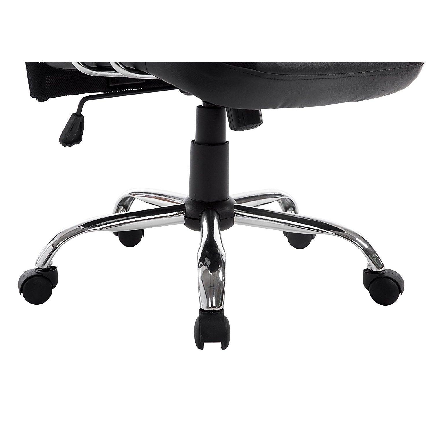 Sleek Design High Back Mesh Fabric Swivel Office Chair with Chrome Base, MO57 Black