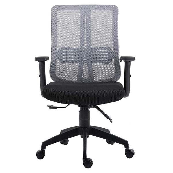 Grey Mesh Medium Back Executive Office Chair Swivel Desk Chair with Synchro-Tilt, Adjustable Armrests - daals