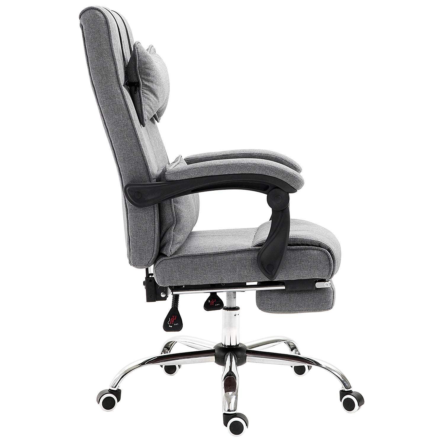 Lawrence Executive Reclining Chair with Foot and Headrest in Grey