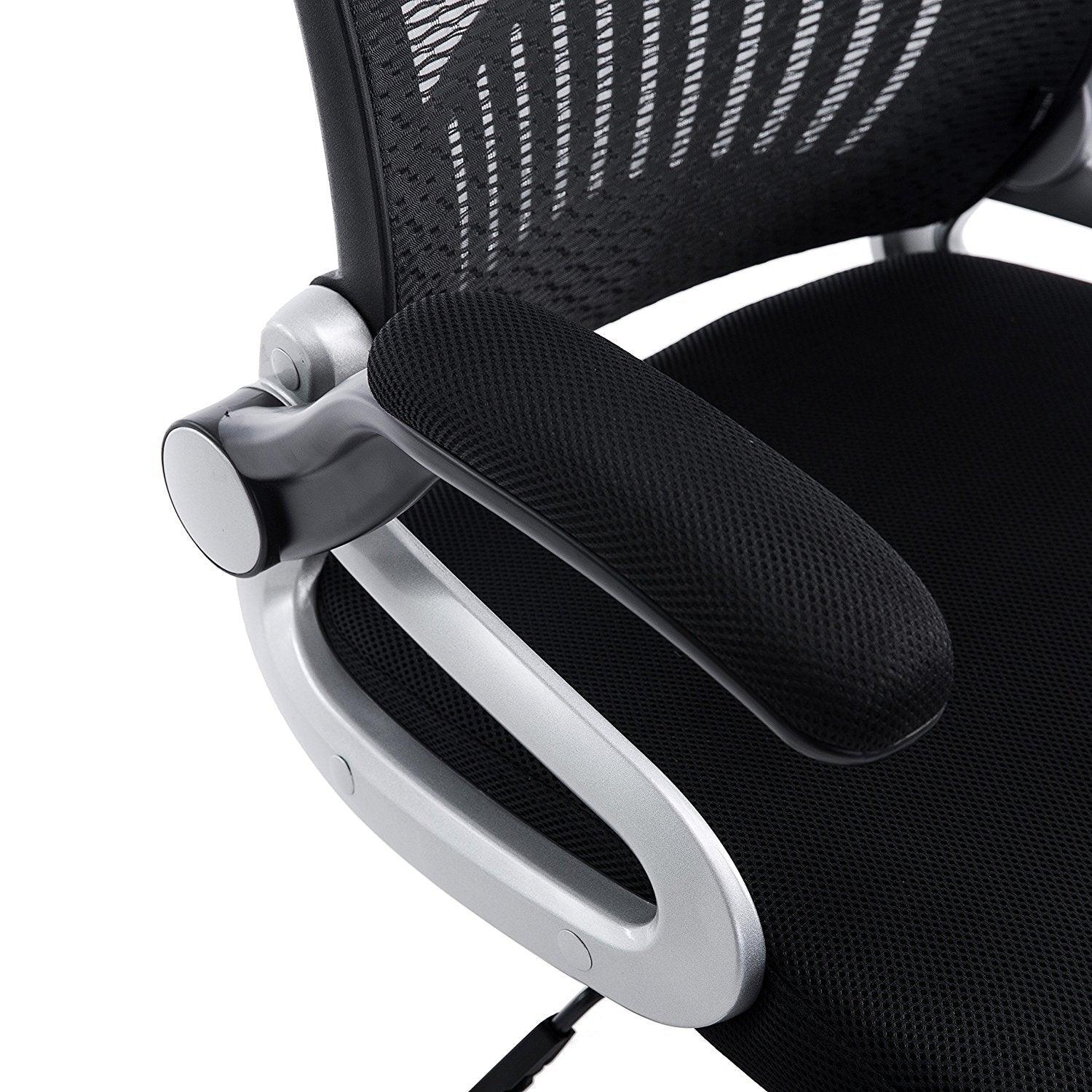 Mesh High Back Extra Padded Swivel Office Chair with Head Support & Adjustable Arms, Black