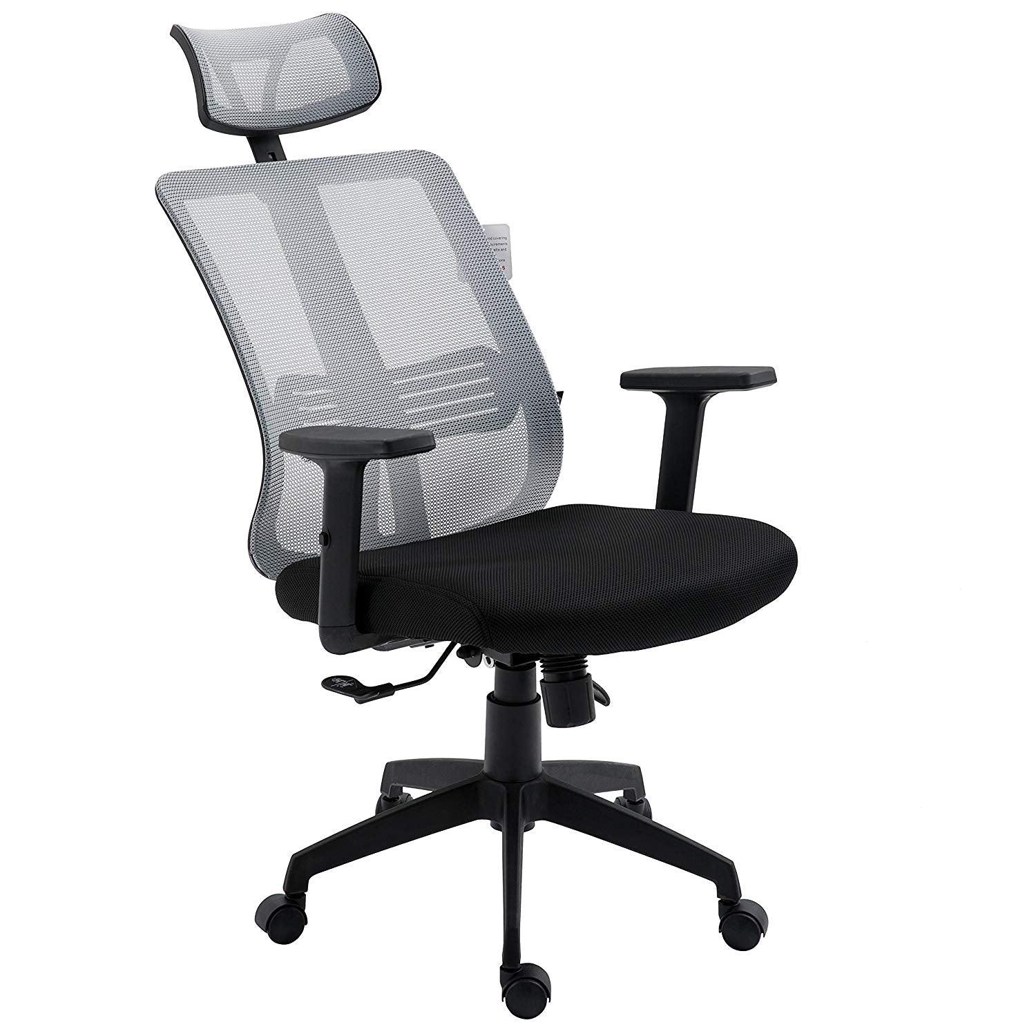 Grey Mesh High Back Executive Office Chair Swivel Desk Chair with Synchro-Tilt, Adjustable Armrest & Headrest