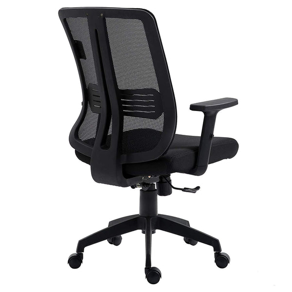 Black Mesh Medium Back Executive Office Chair Swivel Desk Chair with Synchro-Tilt, Adjustable Armrests - daals