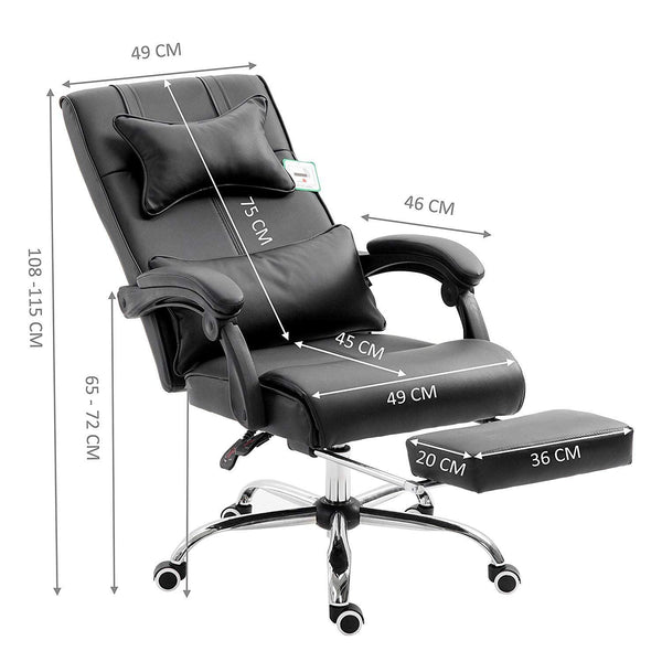 Lawrence Executive Reclining Chair with Foot and Headrest in Black - daals