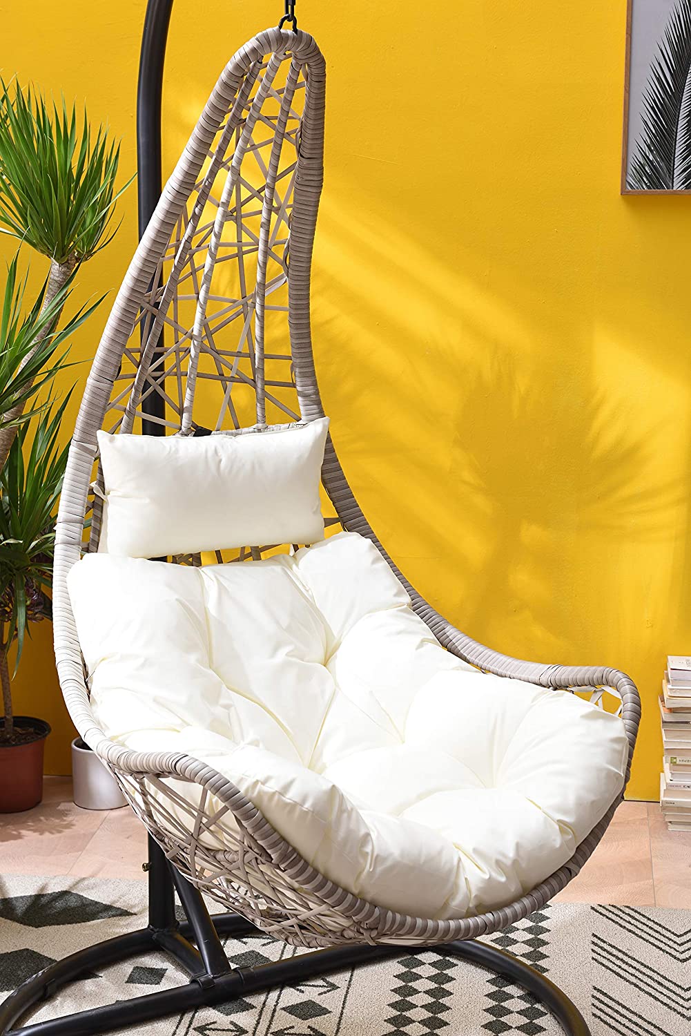 Maple Rattan Hanging Moon Chair