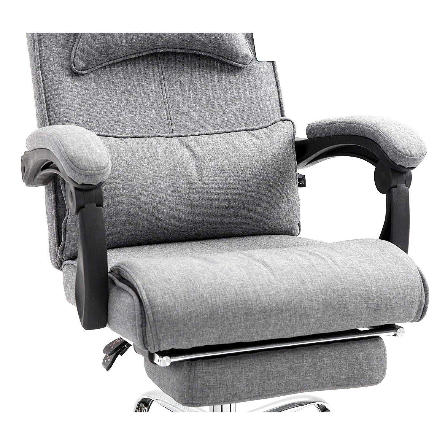 Lawrence Executive Reclining Chair with Foot and Headrest in Grey